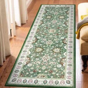 runner rug for hallways kitchen runner rug washable 2'x 6' non-slip, floral rubber backing non shedding soft carpet runners for indoor entryway bedroom bedside