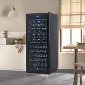 Acekool 80 Bottle Wine Cooler Refrigerator with Stainless Steel & Tempered Glass, Intelligent Digital Control Wine Fridge, Freestanding Built-in Wine Cooler for Red White Wine, Champagne, Beer