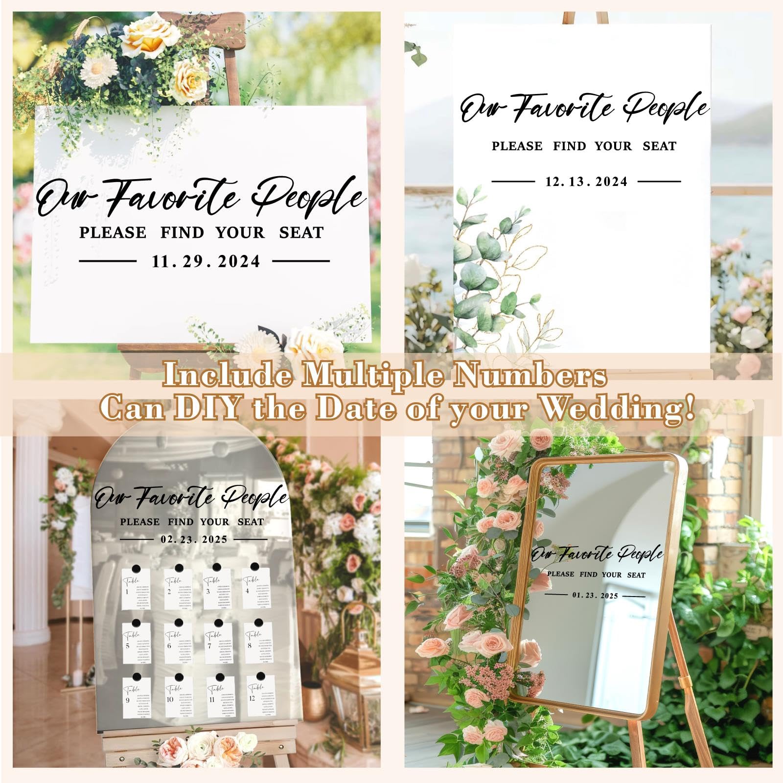 Wedding Seating Chart Decals Stickers Welcome Wedding Signs Decor for Party Entry Our Favorite People Find Your Seat Decals for Wedding Mirror Seating Chart Decals Date Personalized Mr and Mrs Signs