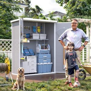 VONZOY 38Cu.ft Resin Vertical Storage Shed,Sturdy Plastic Construction,Waterproof Resin Outdoor Storage Shed with Adjustable Shelving Brackets and Reinforced Floor, Extra-Large Shed for Garden