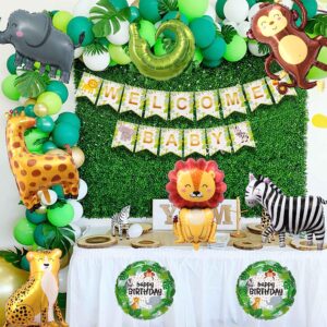 TUWUNA 9Pcs Safari Jungle Animal Balloons,Wild One Birthday Decorations Baby Shower Jungle Safari Party Supplies,Kids Elephant Monkey Lion Giraffe Leopard Zebra Crocodile Balloon