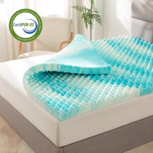 Elegant Comfort 2 Inch Mattress Topper - Gel Infused Memory Foam - Assist with Airflow - Pressure Points Support - Mattress Pad and Bed Topper - Blue Swirl, California King Size