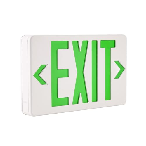 Motomate Green LED Exit Emergency Sign Light Single or Double Faces Rechargeable 120V/277V Fire Exit Signs Lighting for Room,Street,Window,Stairs