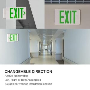 Motomate Green LED Exit Emergency Sign Light Single or Double Faces Rechargeable 120V/277V Fire Exit Signs Lighting for Room,Street,Window,Stairs