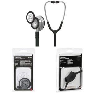 3m littmann classic iii monitoring stethoscope kit with spare parts and id tag. 5620, black tube, stainless steel chestpiece