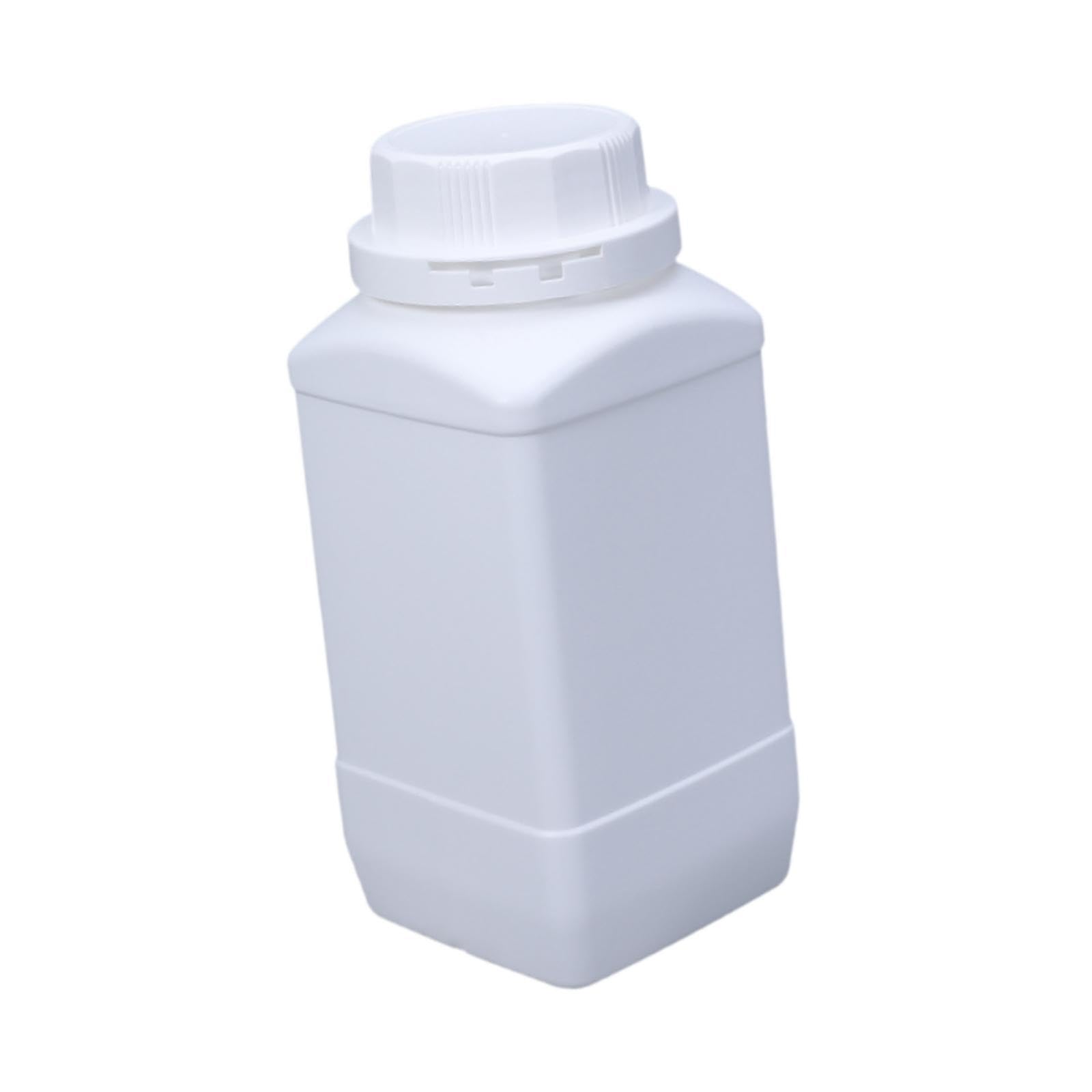 shamjina Large Mouth Square Bottle Chemical Storage Bottles 1L Hdpe with Inner Cover with Lid Sealing Liquid Storage for Home Classroom, White, with White Cap