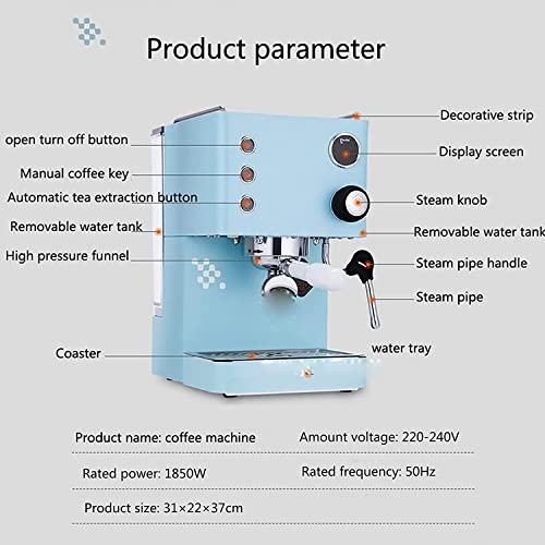 Semi Automatic Espresso Machine, Fresh Tea 2in1 Coffee Machine, 1850W High-Power Instant Boiler, Smart Thermostat, Stainless Steel