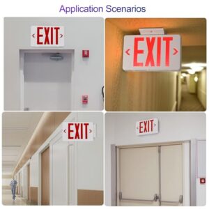 Motomate Red Exit Sign, LED Emergency Exit Light with Battery Backup, AC 120/277V, Exit Signs with Emergency Lights, Commercial Emergency Lights for Business - 6 Pack