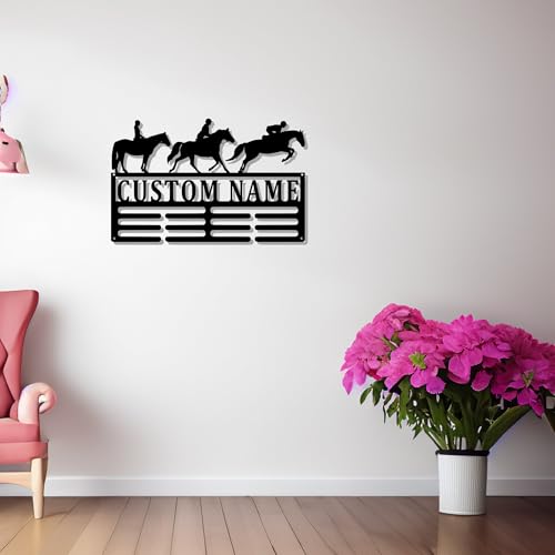 Custom Equestrian Medal Holder Light, Personalized Equestrian Player Name Medal Hanger, Equestrian Medal Display Awards Sign, Equestrian