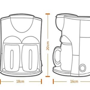 GRCQLWT Coffee Machine Espresso Coffee, Household Drip Automatic Tea Machine Small Mini Double Cup American Coffee Machine