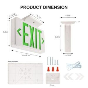 Motomate Green LED Exit Emergency Sign Light Single or Double Faces Rechargeable 120V/277V Fire Exit Signs Lighting for Room,Street,Window,Stairs