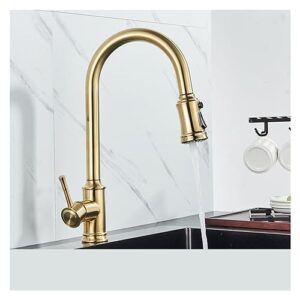 upgrade smart touch kitchen faucet black vote induction faucet gold/nickel 360 swivel crane 2 outlet mixer faucet(no sensor brush gold)