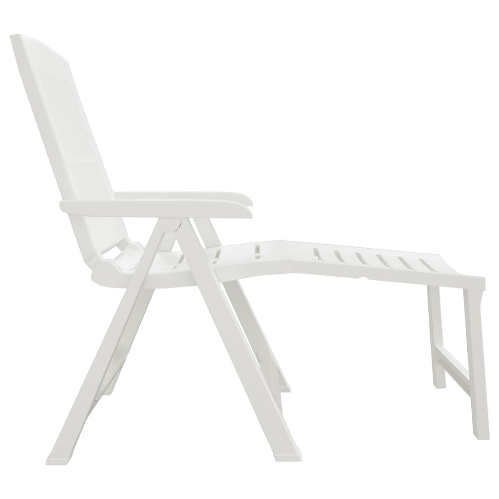 loibinfen Outdoor Foldable Sun Lounger, PP Outdoor Chaise Lounge Chair, Foldable Beach Sunbathing Lounger, Lounge Chair Recliner for Patio, Poolside, Garden, White Plastic,-23