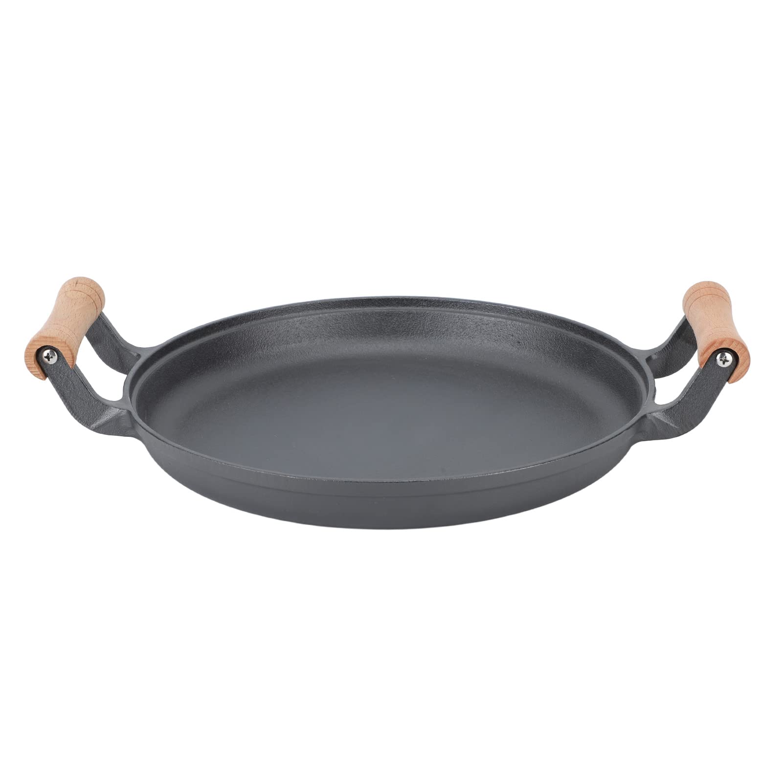 BBQ Grill Pan Cast Iron Round Meat Frying Skillets for Barbecue Gatherings (33cm/12.99in)