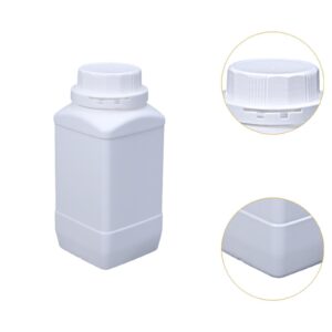 shamjina Large Mouth Square Bottle Chemical Storage Bottles 1L Hdpe with Inner Cover with Lid Sealing Liquid Storage for Home Classroom, White, with White Cap