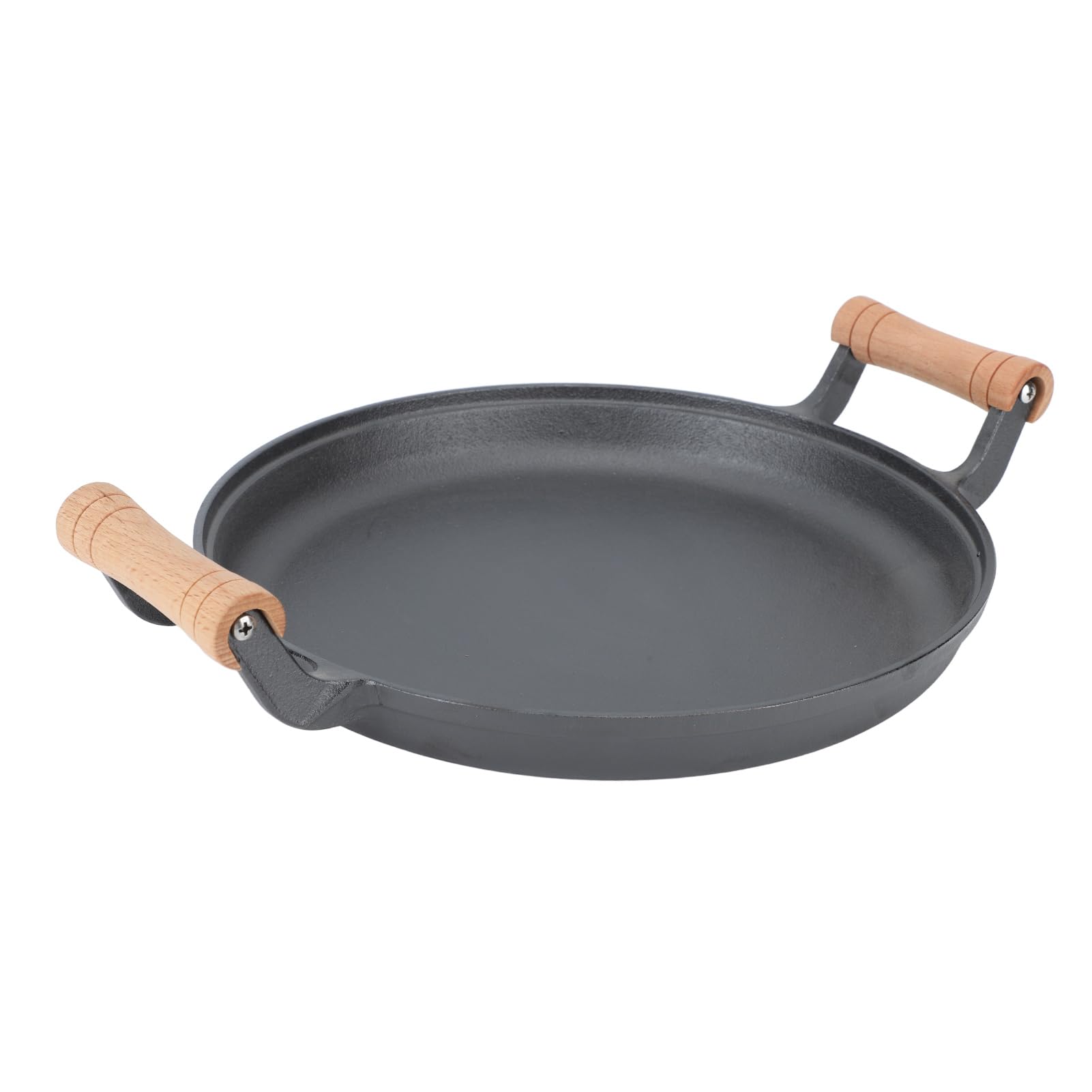 BBQ Grill Pan Cast Iron Round Meat Frying Skillets for Barbecue Gatherings (33cm/12.99in)