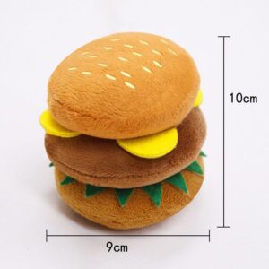 HUONIU Chew - Resistant Plush Dog Toy - Hamburger Design with Squeaker for Dental Health and Playtime Entertainment, Ideal for Dogs