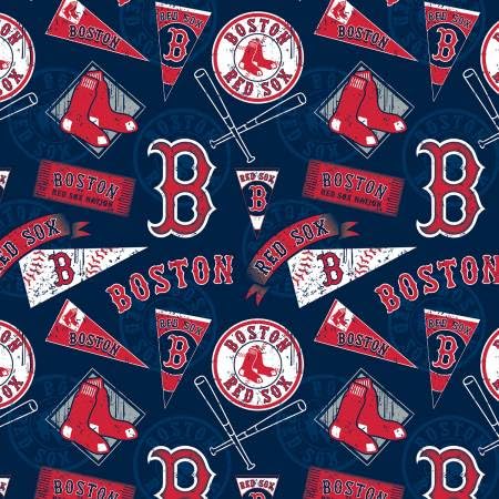 Boston Red Sox Cotton Fabric - MLB Team Logo Cotton Fabric by The Yard, Fat Quarter, Half Yard, 1 Yard, 2 Yard Cuts