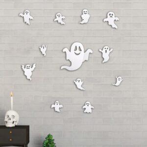 24 Pcs Halloween Ghost Wall Decor Ghost Stickers 3D Ghost Stickers Wall Stickers Decoration Halloween Cute Design Wall Decals Reusable PVC Wall Sticker for Home Halloween Party Supplies