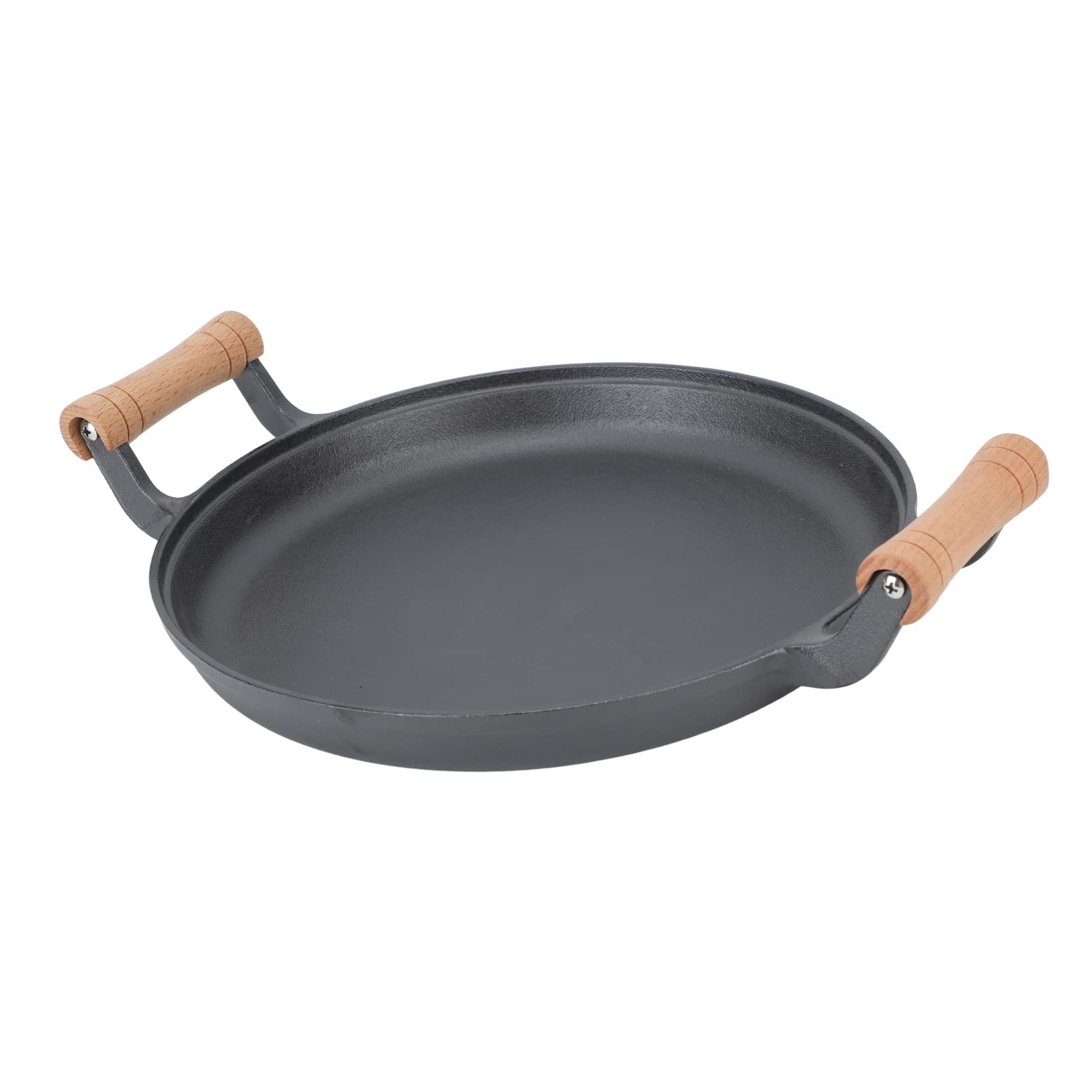 BBQ Grill Pan Cast Iron Round Meat Frying Skillets for Barbecue Gatherings (33cm/12.99in)