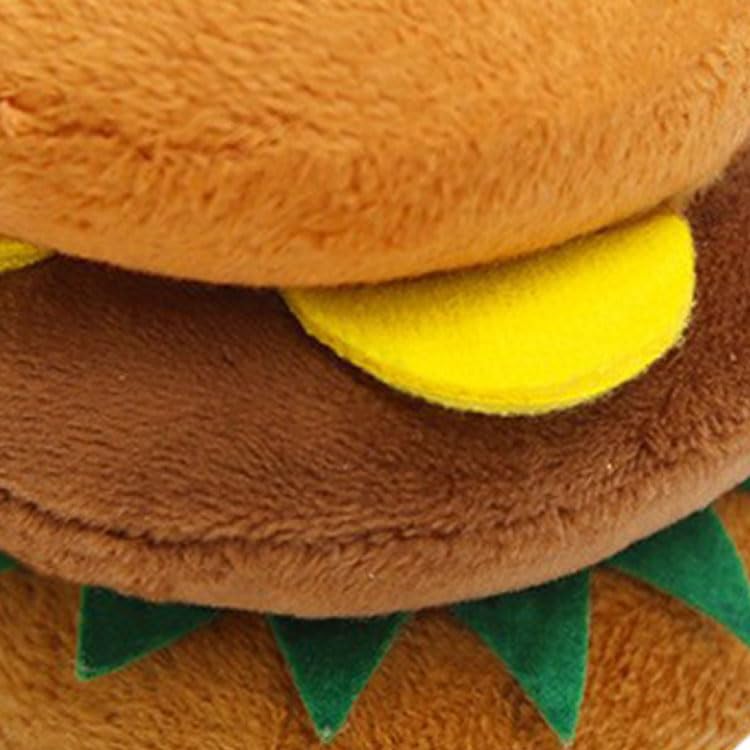 HUONIU Chew - Resistant Plush Dog Toy - Hamburger Design with Squeaker for Dental Health and Playtime Entertainment, Ideal for Dogs