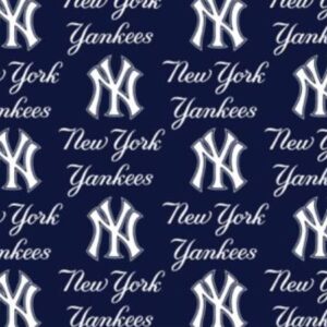 new york yankees cotton fabric - mlb team logo cotton fabric by the yard, fat quarter, half yard, 1 yard, 2 yard cuts