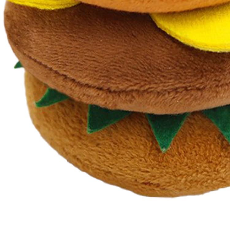 HUONIU Chew - Resistant Plush Dog Toy - Hamburger Design with Squeaker for Dental Health and Playtime Entertainment, Ideal for Dogs