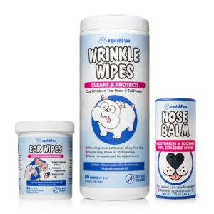 squishface wrinkle wipes + ear wipes + nose balm bundle - nose to tail clean for any dog!