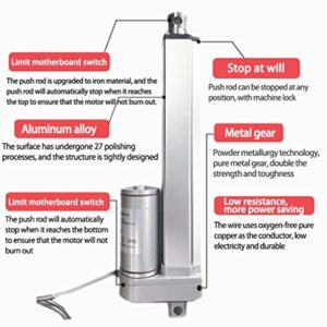 Electric Heavy Duty Linear Actuator Motor DC 12V 24V 50mm - 800mm High Speed/Low Speed Max. 2000N Waterproof IP65 Electric Stand Lifting Rod(60mm/s-250N(25KG),12V-100mm)