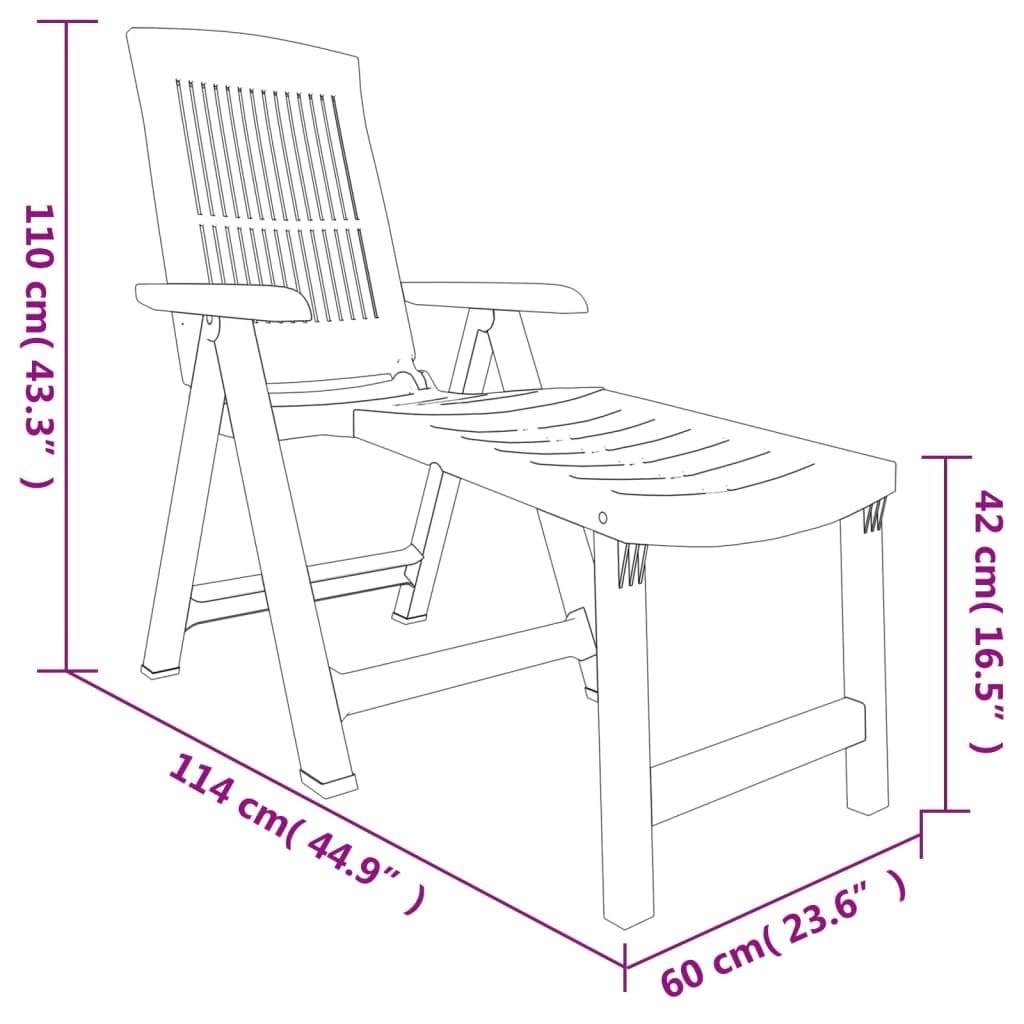 loibinfen Outdoor Foldable Sun Lounger, PP Outdoor Chaise Lounge Chair, Foldable Beach Sunbathing Lounger, Lounge Chair Recliner for Patio, Poolside, Garden, White Plastic,-23