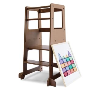 my duckling lola adjustable kitchen tower, toddler towers for kitchens,standing tower with adjustable heights montessori step stool (walnut)