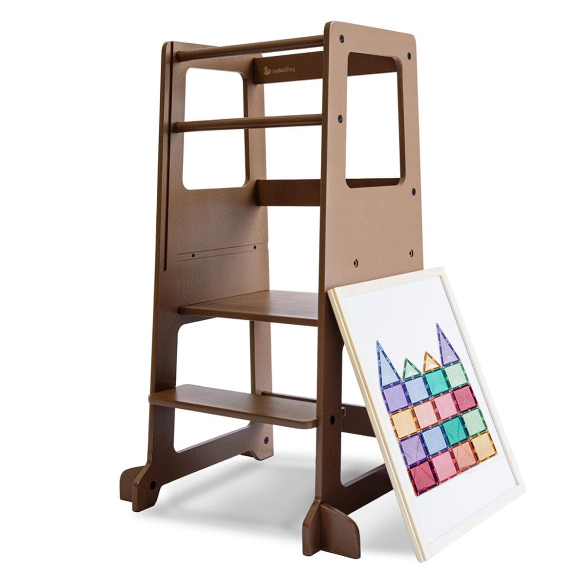 My Duckling LOLA Adjustable Kitchen Tower, Toddler Towers for Kitchens,Standing Tower with Adjustable Heights Montessori Step Stool (Walnut)