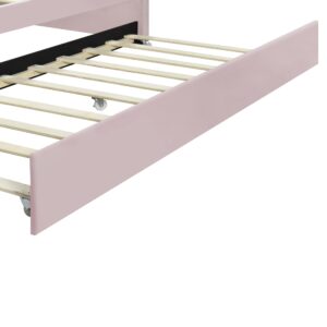 Bellemave Full Size daybed with Trundle, Sofa Bed Full Size, daybed with Trundle for Adults, Kids, Girls, Teens, daybed with Trundle for Living Room, Velvet, Pink