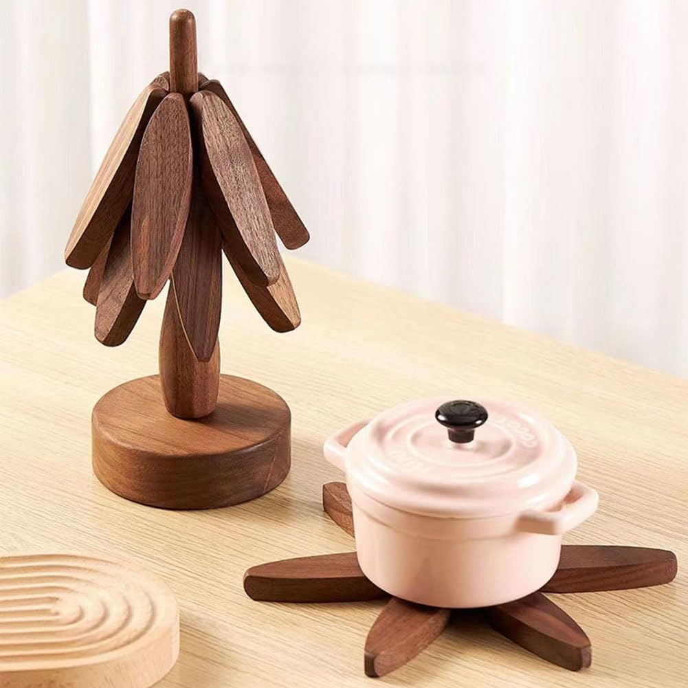 Wooden Trivets for Hot Dishes,Tree Shape Trivet Set,Tree Coasters Set of 4,Hot Dish Coaster with Tree-Shaped Wood Collapsible Hot Pad Trivet Tree for Restaurant/Dishes/Pot/Bowl/Teapot/Hot Pot Holders