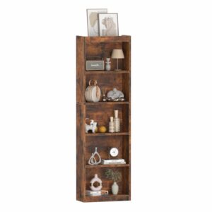 YQ JENMW Tall Bookshelf, 20 Inches Wide, 5-Tier Open Wooden Bookcase, Bookshelves and Bookcases with Storage Shelves, Freestanding Display Storage Shelves for Bedroom Library Living Room Home Office