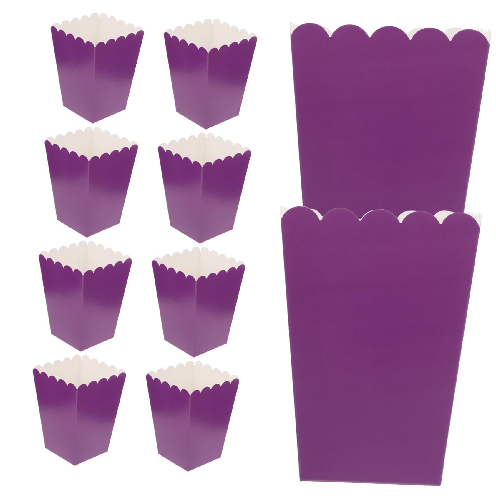 GRIRIW 50pcs Boxes Popcorn Box Kraft Paper Container Popcorn Cups Cardboard Candy Container Snack Containers Snack Candy Popcorn Buckets for Theater Snack Bag Purple 250g White Cardboard