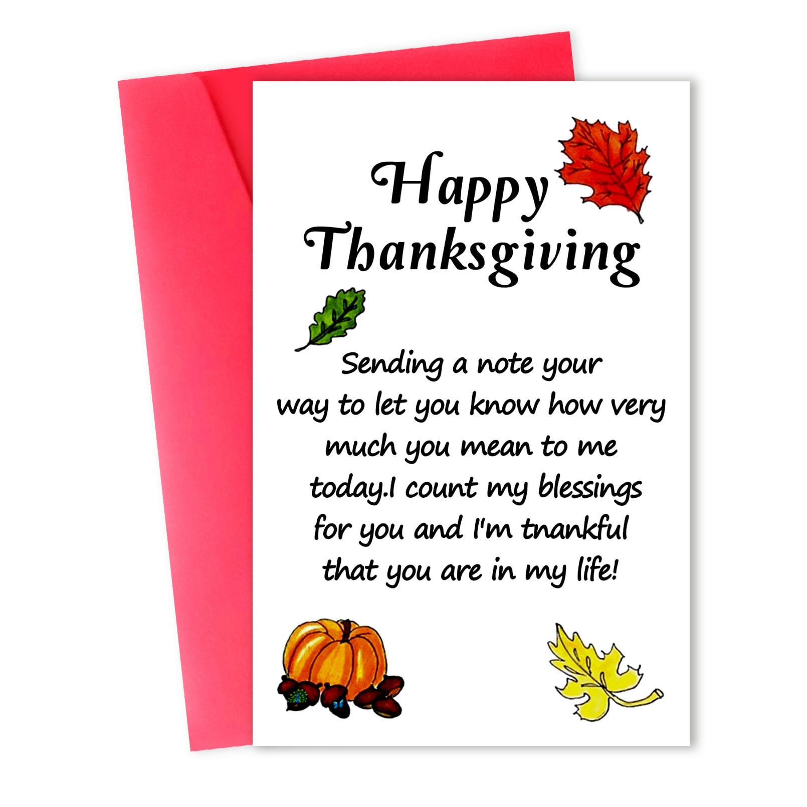 ACHICGIRL Sweet Thanksgiving Card for Husband Wife, Romantic Thanksgiving Day Gifts Cards for Boyfriend Girlfriend, Funny Autumn Thanks You Card for Friends Family Mom Dad