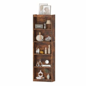 YQ JENMW Tall Bookshelf, 20 Inches Wide, 5-Tier Open Wooden Bookcase, Bookshelves and Bookcases with Storage Shelves, Freestanding Display Storage Shelves for Bedroom Library Living Room Home Office