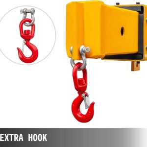 BestEquip Forklift Jib Boom Crane, Heavy Duty Fork Mounted Telescoping Crane Jib Boom 6000lbs/3T Capacity, Forklift Mobile Crane with 2 Hooks for Warehouse or Factories