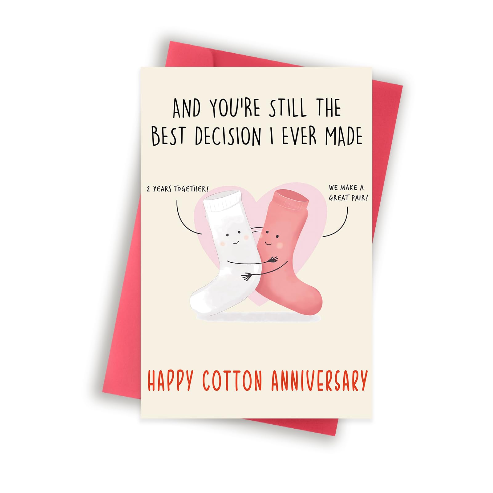 GlightG Happy 2nd Anniversary Card Gifts for Him Her, Funny 2nd Wedding Anniversary card for Women Men, Cotton Anniversary Greeting Card for Husband Wife, Cute 2 Year Anniversary Cards Decorations