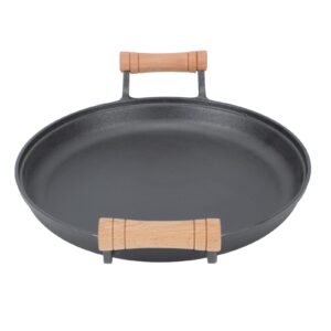 BBQ Grill Pan Cast Iron Round Meat Frying Skillets for Barbecue Gatherings (33cm/12.99in)