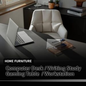 G-PLUS 43.3" Computer Desk Wood Office Table, Modern Simple Style PC Laptop Notebook Study Writing Table for Home Office Workstation Black Color