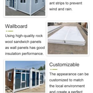 Prefabricated Mobile House 19×20ft Foldable Tiny Home with Kitchen & Bathroom, Modular Cabin