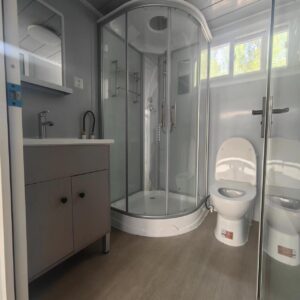 Prefabricated Mobile House 19×20ft Foldable Tiny Home with Kitchen & Bathroom, Modular Cabin