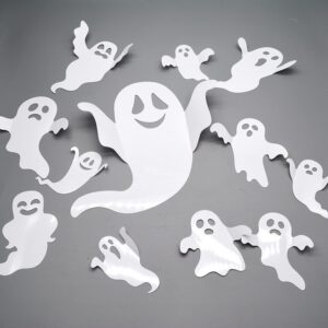 24 pcs halloween ghost wall decor ghost stickers 3d ghost stickers wall stickers decoration halloween cute design wall decals reusable pvc wall sticker for home halloween party supplies