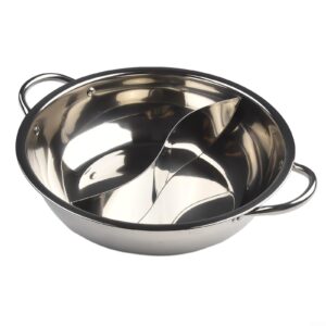 hot pot 28cm stainless steel shabu hot pot twin divided cookware for induction cooktop gas stove(28cm)