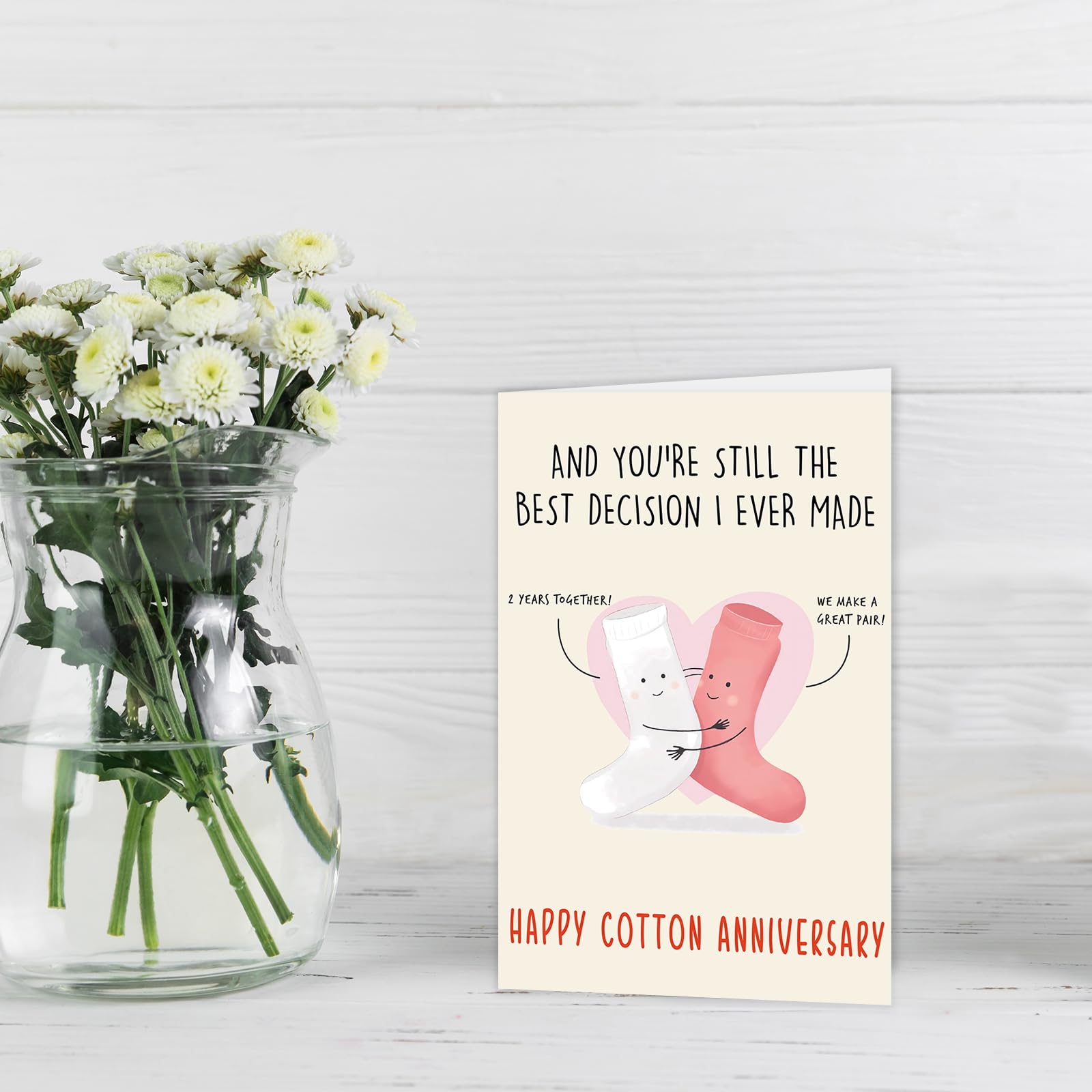 GlightG Happy 2nd Anniversary Card Gifts for Him Her, Funny 2nd Wedding Anniversary card for Women Men, Cotton Anniversary Greeting Card for Husband Wife, Cute 2 Year Anniversary Cards Decorations