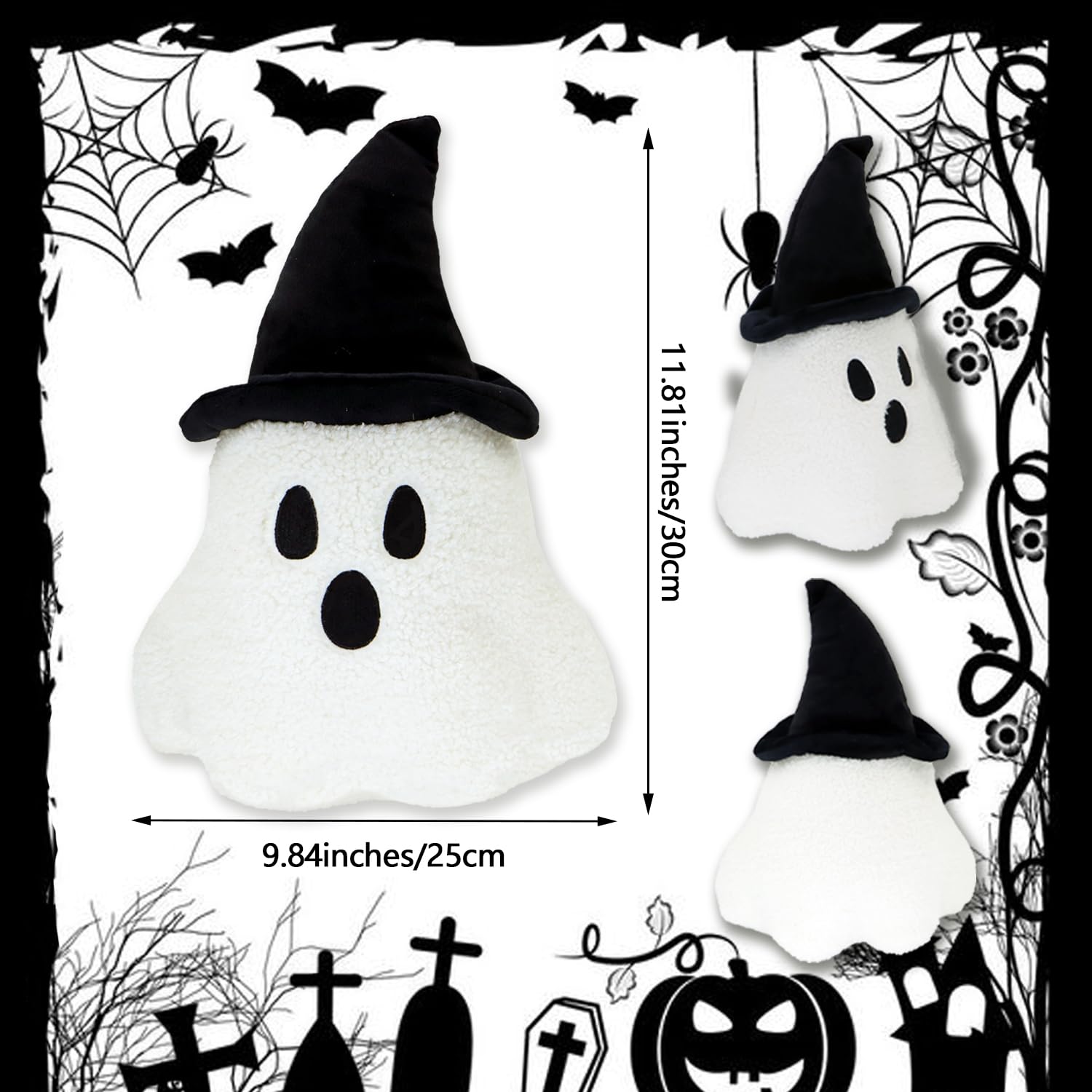 LXSLFY 2024 New Halloween Ghost Plush – Adorable Soft Ghost Pillows, Perfect for Spooky and Decorations, Ideal for Cozy Home and Party Decoration