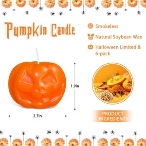 Pumpkin Shaped Candles Wax Set of 6 Thanksgiving Fall Candles Pumpkin Tealight Candles Home Decor Pumpkin Candle Handmade Wax Candle for Bedroom Bathroom Party