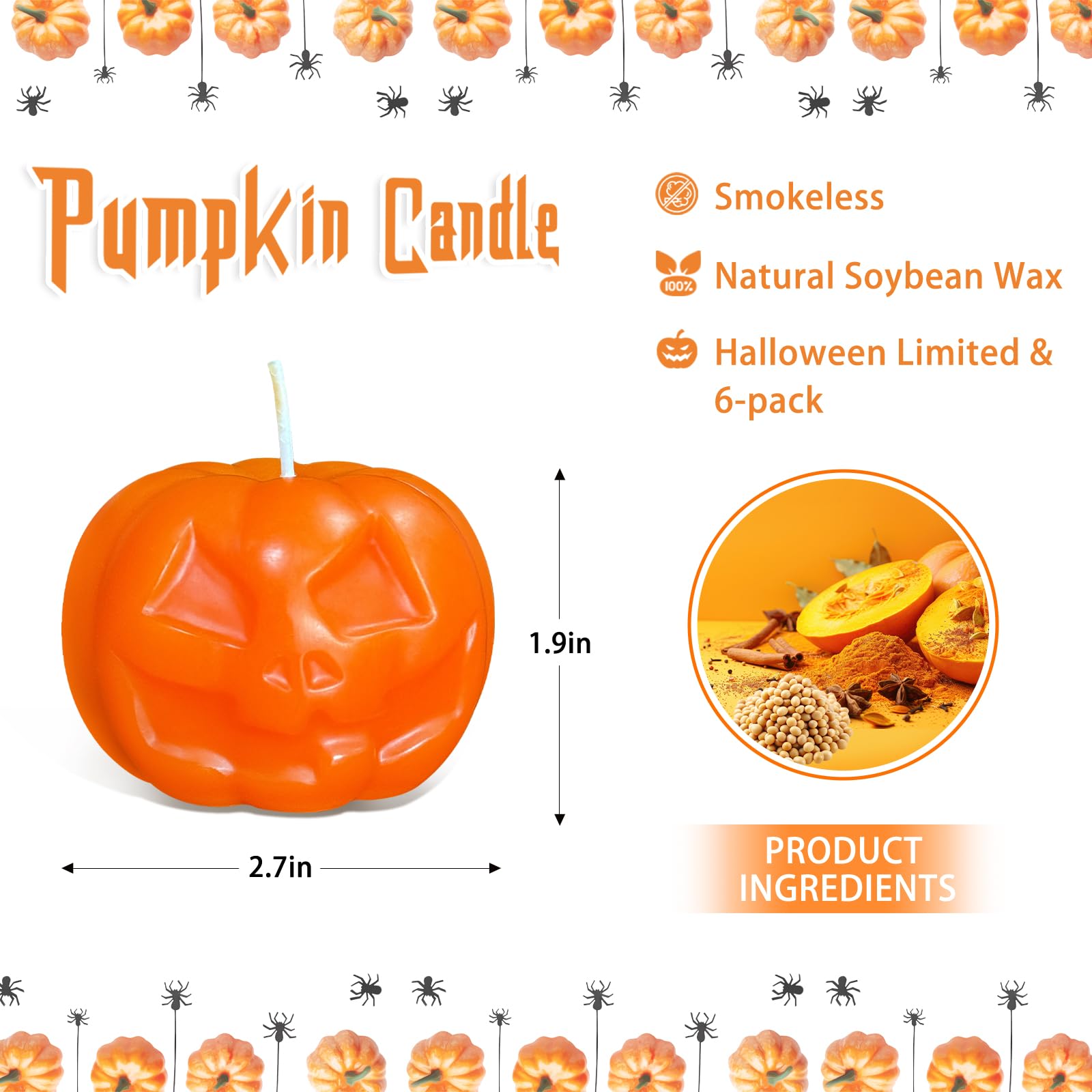 Pumpkin Shaped Candles Wax Set of 6 Thanksgiving Fall Candles Pumpkin Tealight Candles Home Decor Pumpkin Candle Handmade Wax Candle for Bedroom Bathroom Party